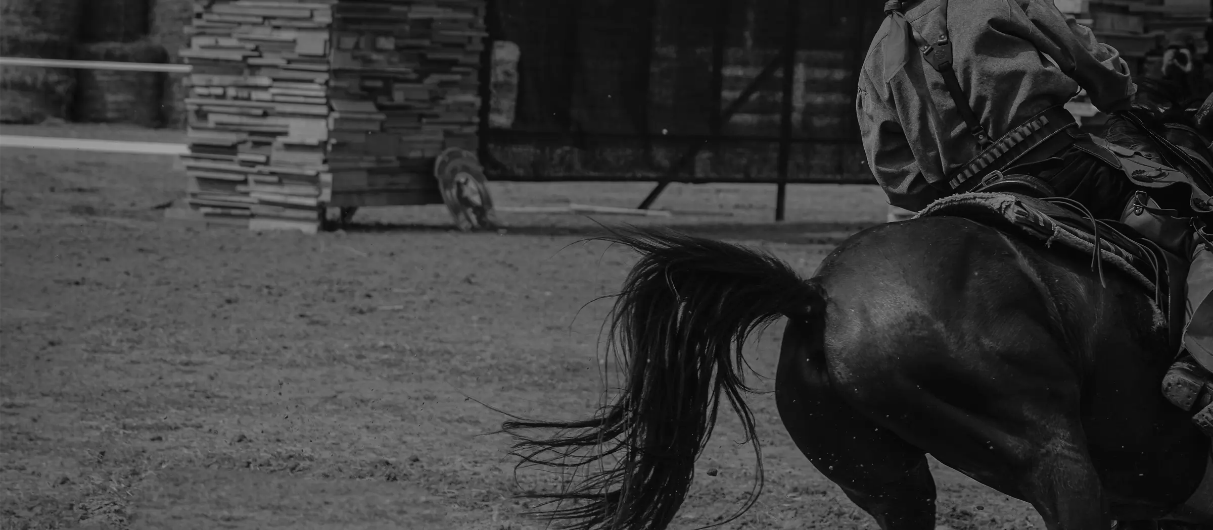 Cowboy riding a barrel horse